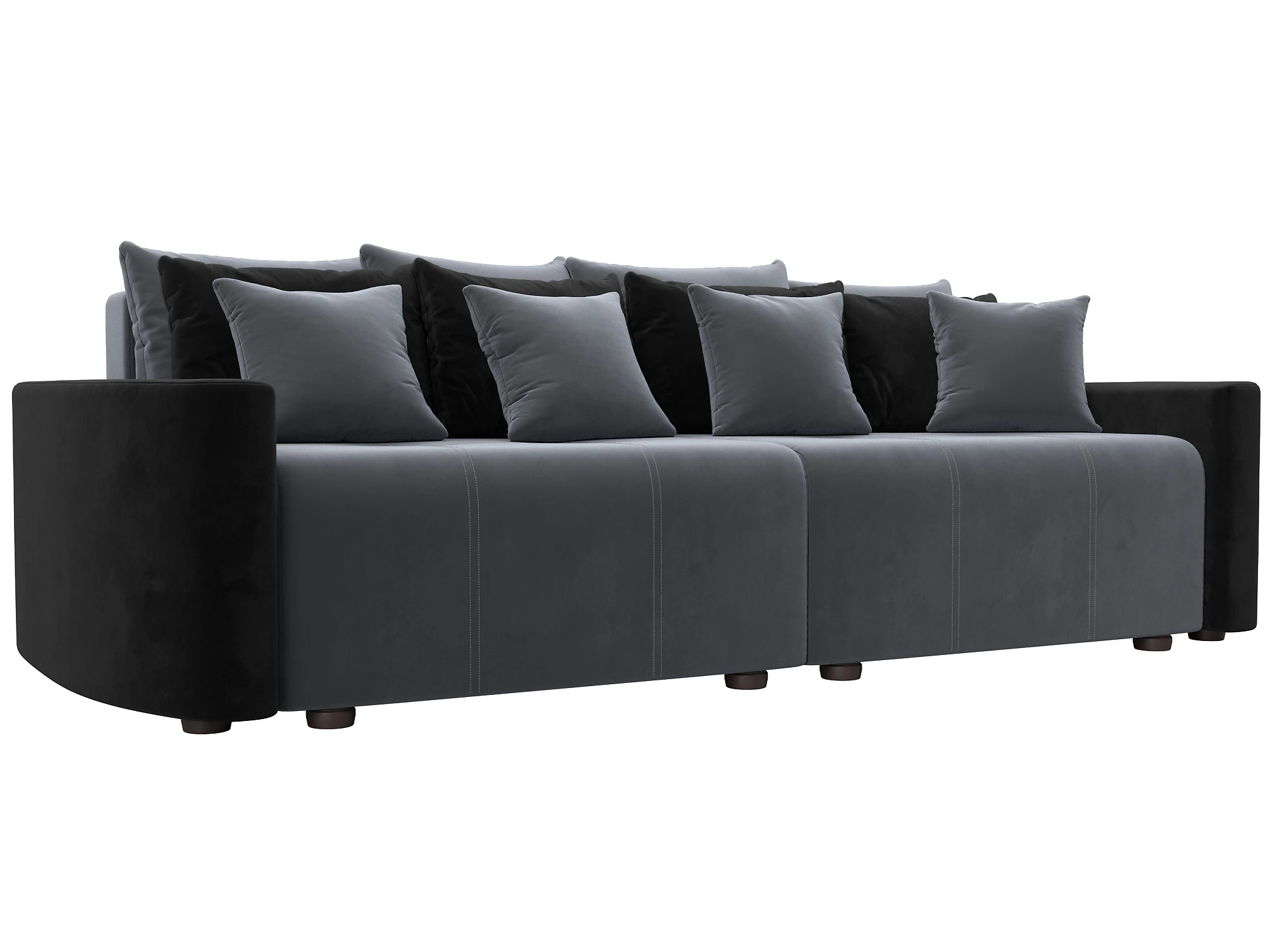 Прямой диван из велюра  Бристоль Велюр Серый-Черный