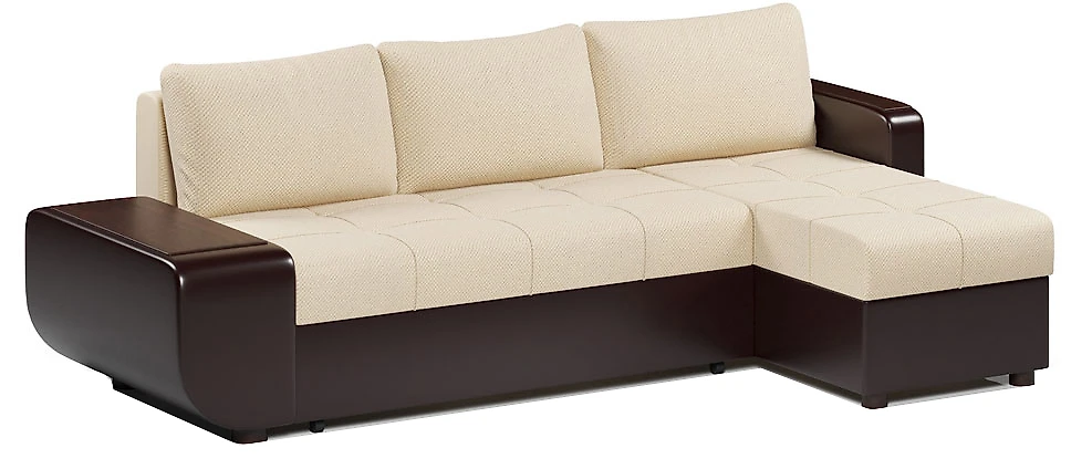 Угловой диван с независимым пружинным блоком Атланта Беж со столиком
