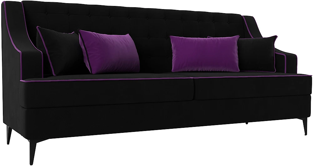 Прямой диван 230 см Марк Вельвет Черный-Фиолетовый