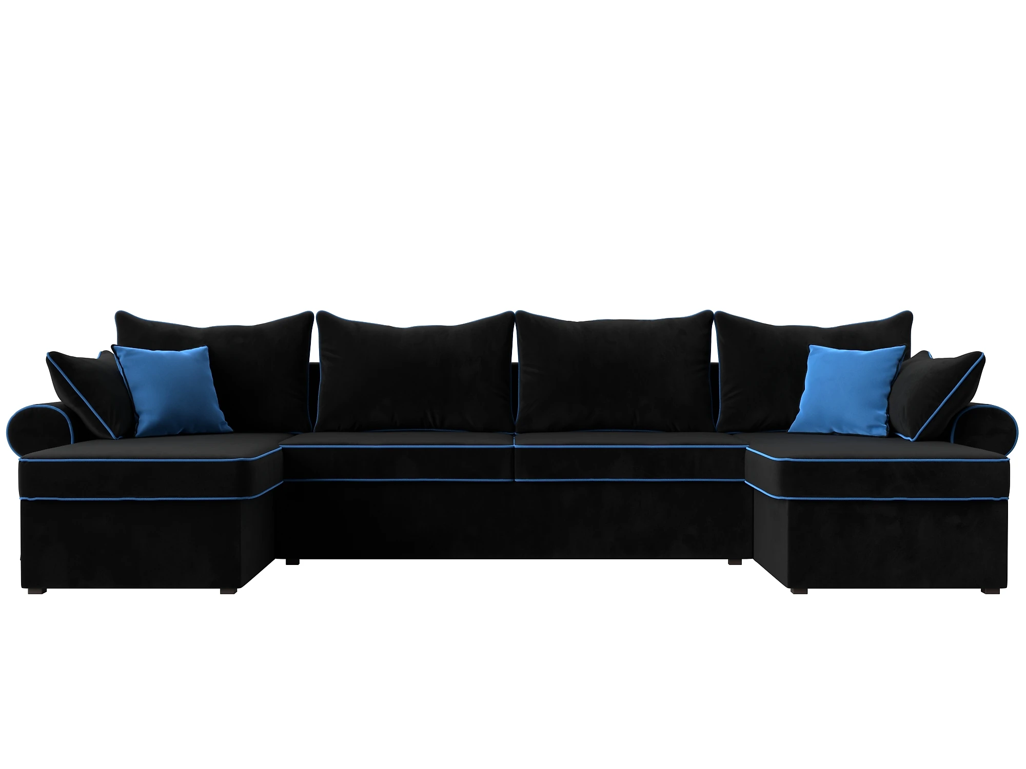 Угловой диван черно-белый Элис-П Плюш Дизайн 6