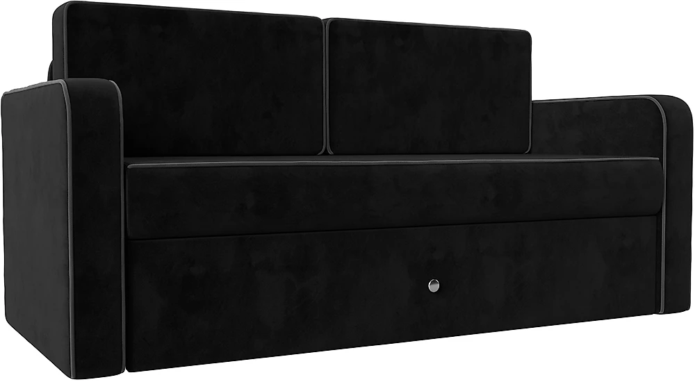 Выкатной диван с ящиком для белья Смарт Велюр Черный-Серый