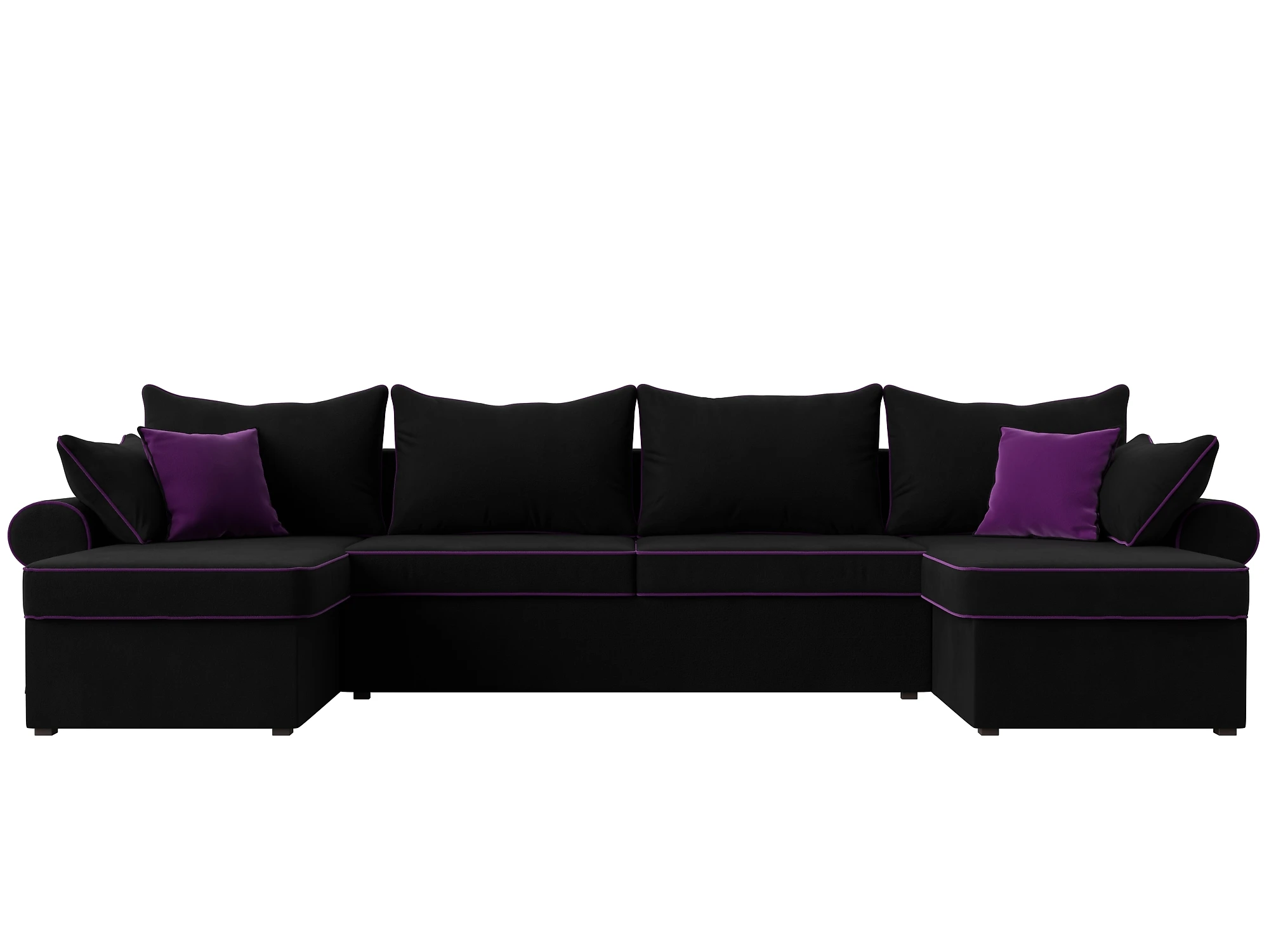 Угловой диван черно-белый Элис-П Дизайн 9