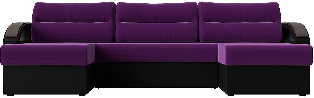 Угловой диван для ежедневного сна Форсайт Вельвет Микс Фиолет-Блэк