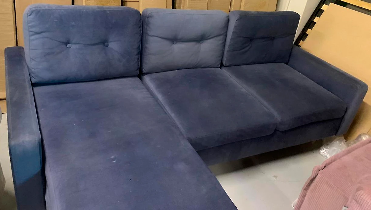 Угловой диван с независимым пружинным блоком Динс Velvet Navy Blue арт. 02001396460