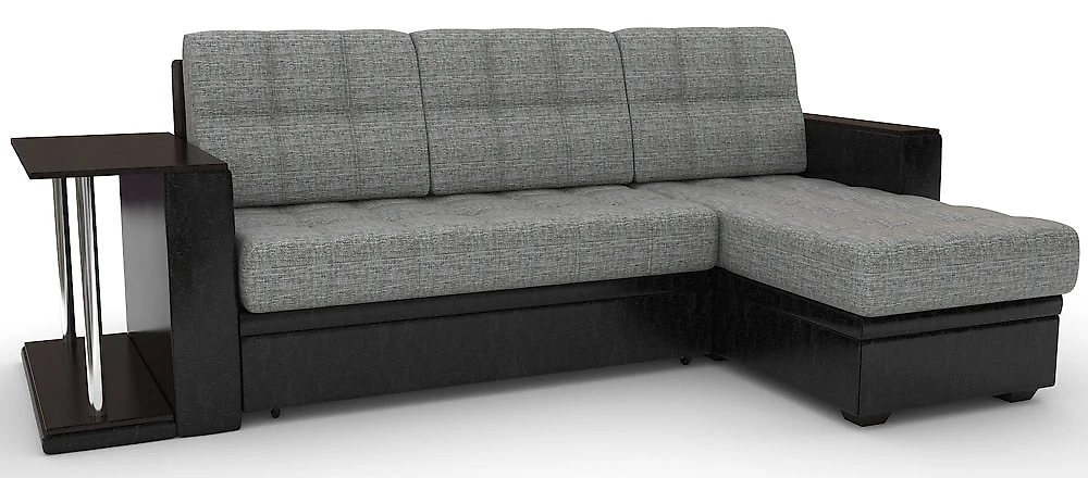 Угловой диван с независимым пружинным блоком Атланта-эконом Грей Блэк со столиком