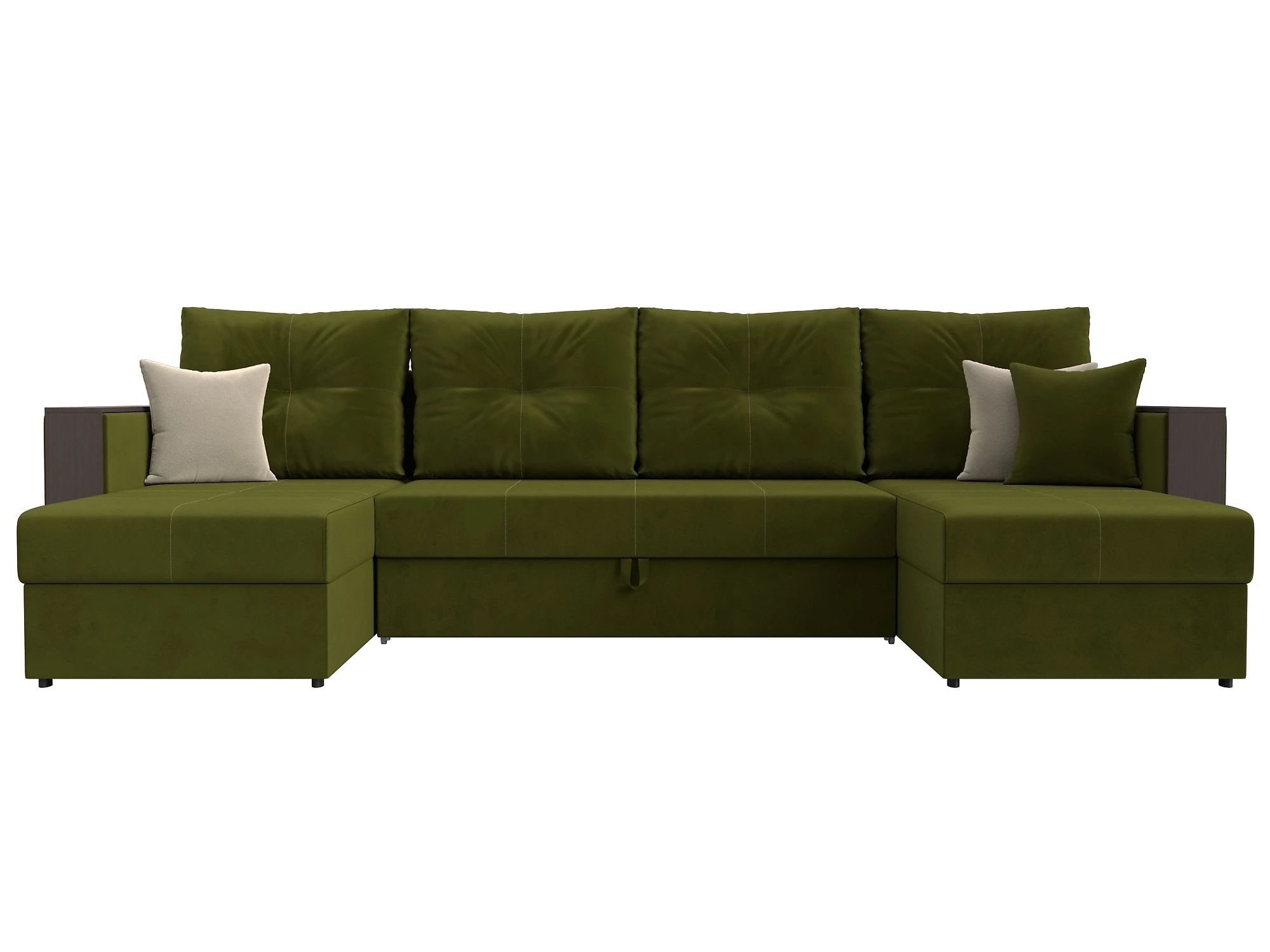 Зелёный угловой диван Валенсия-П Дизайн 2