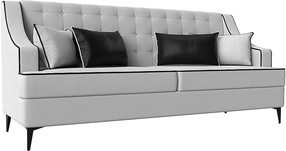 Прямой диван с пружинным блоком Марк Белый - Черный