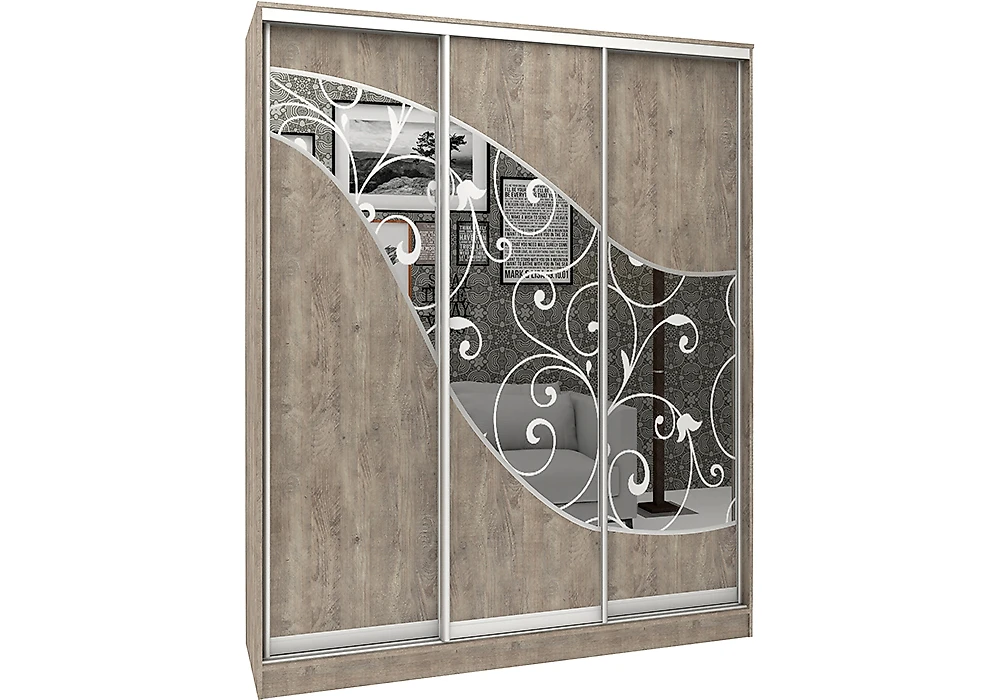 Шкаф серого цвета  Аурум 11.2 Дизайн-3
