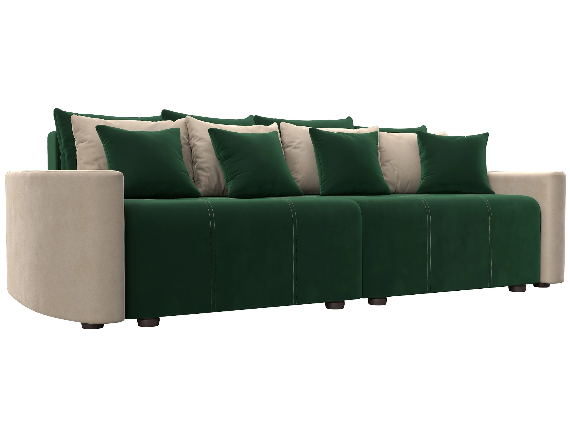 Прямой диван в гостиную Бристоль Велюр Зеленый-Бежевый