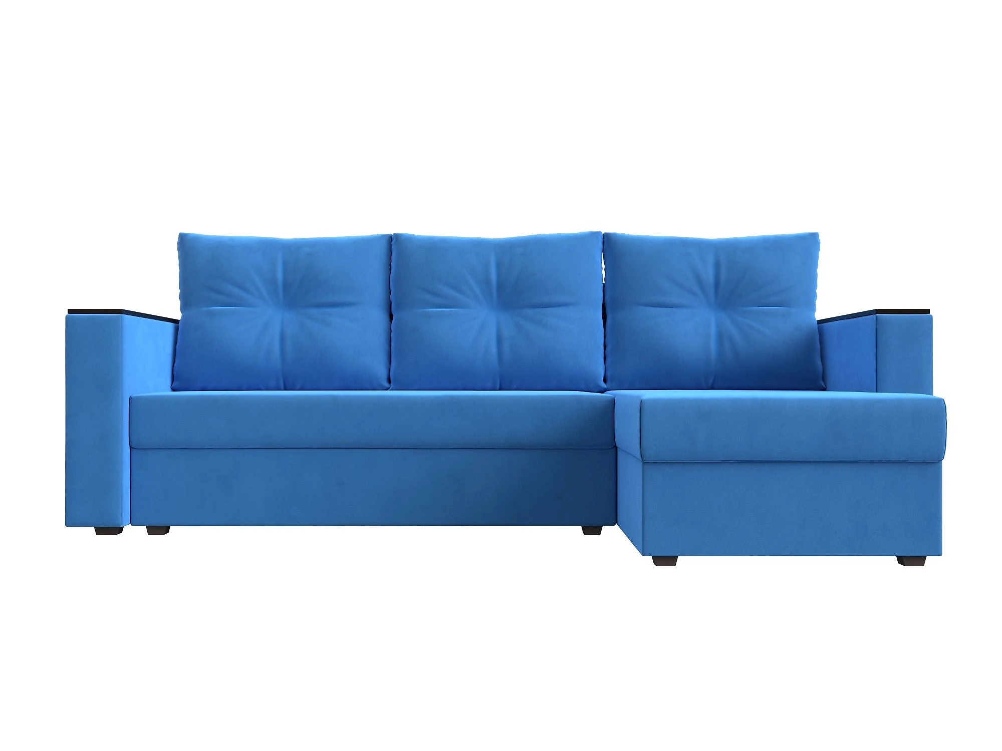  голубой диван  Атланта Лайт Плюш без стола Дизайн 3