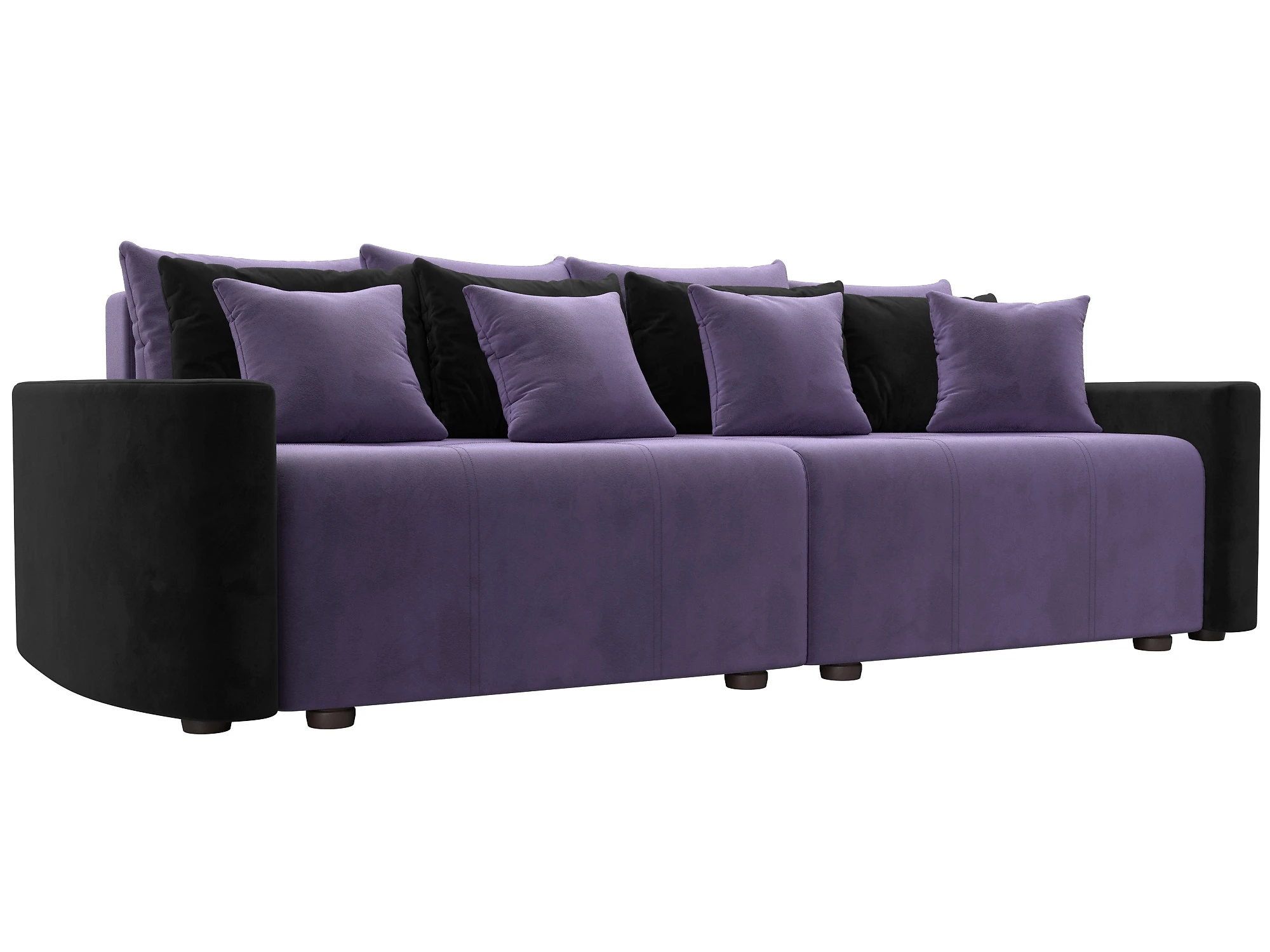 прямой диван с механизмом еврокнижка Бристоль Велюр Фиолетовый-Черный