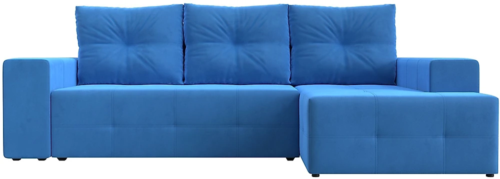 Угловой диван с независимым пружинным блоком Перри НПБ Велюр Блу